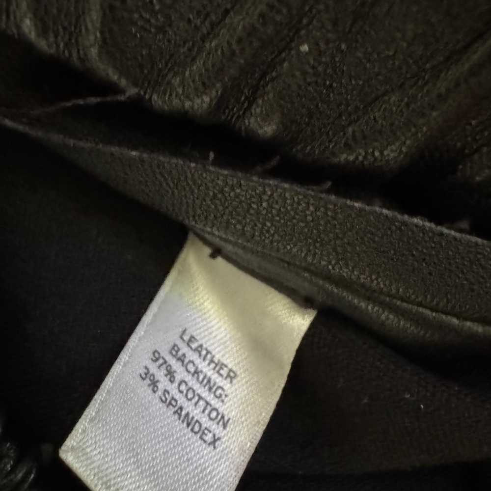 Leith Black Leather Leggings Ankle Zip Stretch Size M - Picture 7 of 7